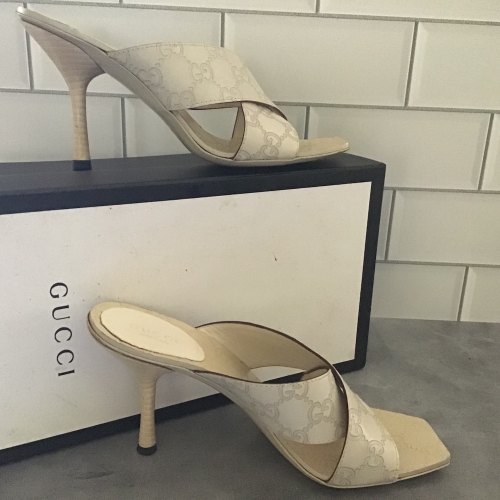Cream Gucci mule